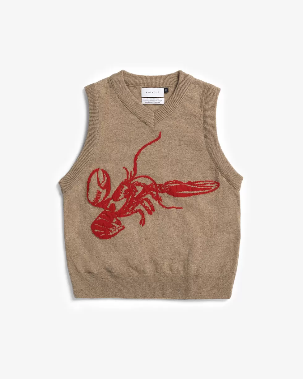 Lobster Strick Weste Recycelte Wolle - -Rotholz Best