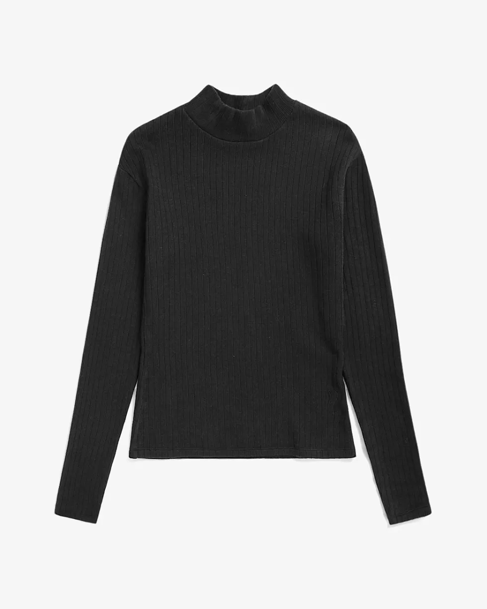 Schweres Mockneck Longsleeve Bio Baumwolle - -Rotholz New